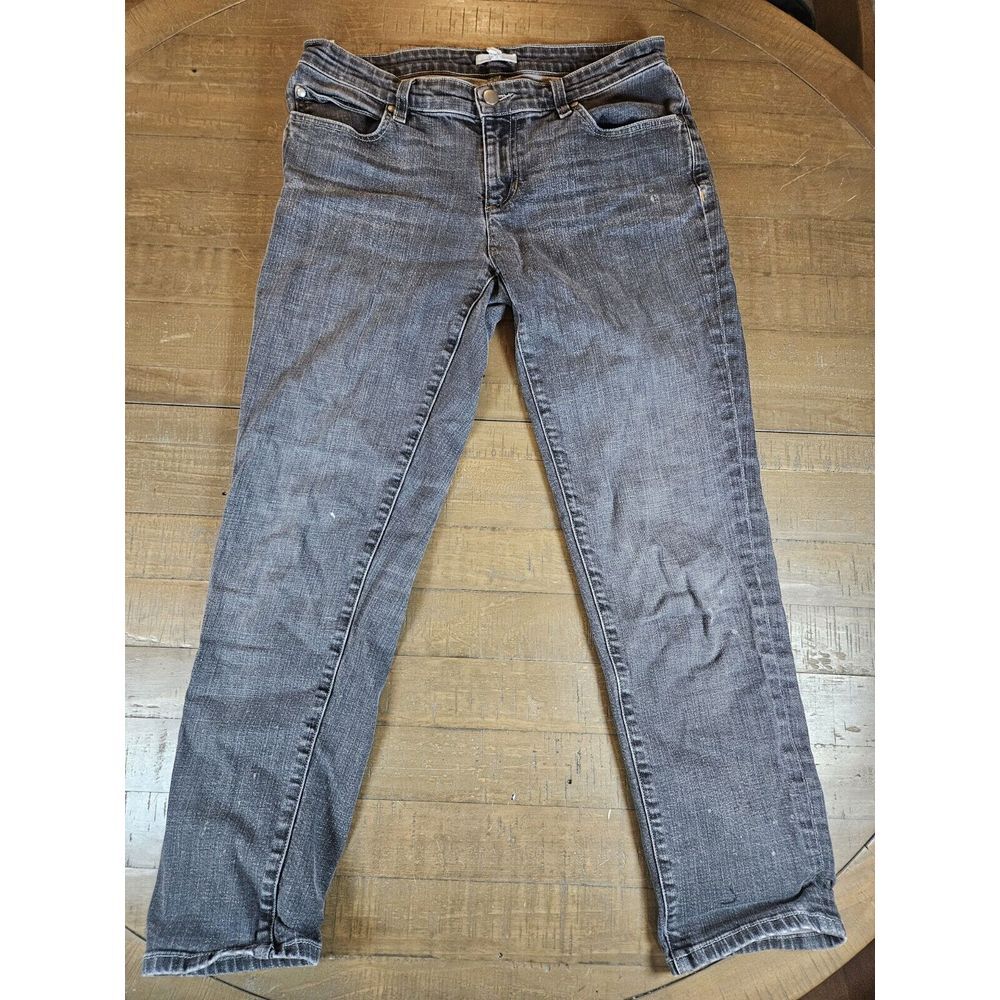Eileen Fisher Jeans Womens 8 Black Skinny Ankle‎ Zip Casual Denim Pockets
